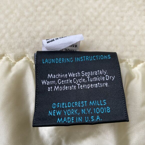 Vintage Touch of Glass Virgin Acrylic Blanket 88x66" Ivory Satin Trim Made USA - Picture 8 of 10